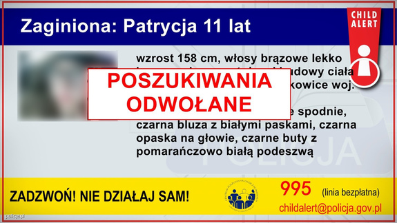 CHILD ALERT - poszukiwania odwołane