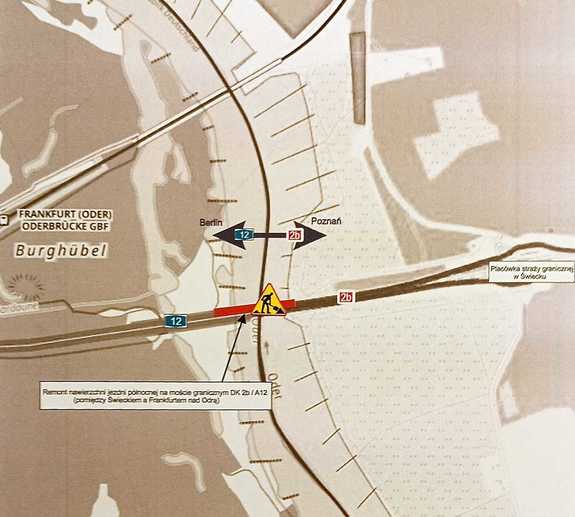 Remont na moście granicznym pomiędzy Świeckiem a Frankfurtem nad Odrą – możliwe utrudnienia do połowy listopada na A2 i przy moście granicznym w Słubicach